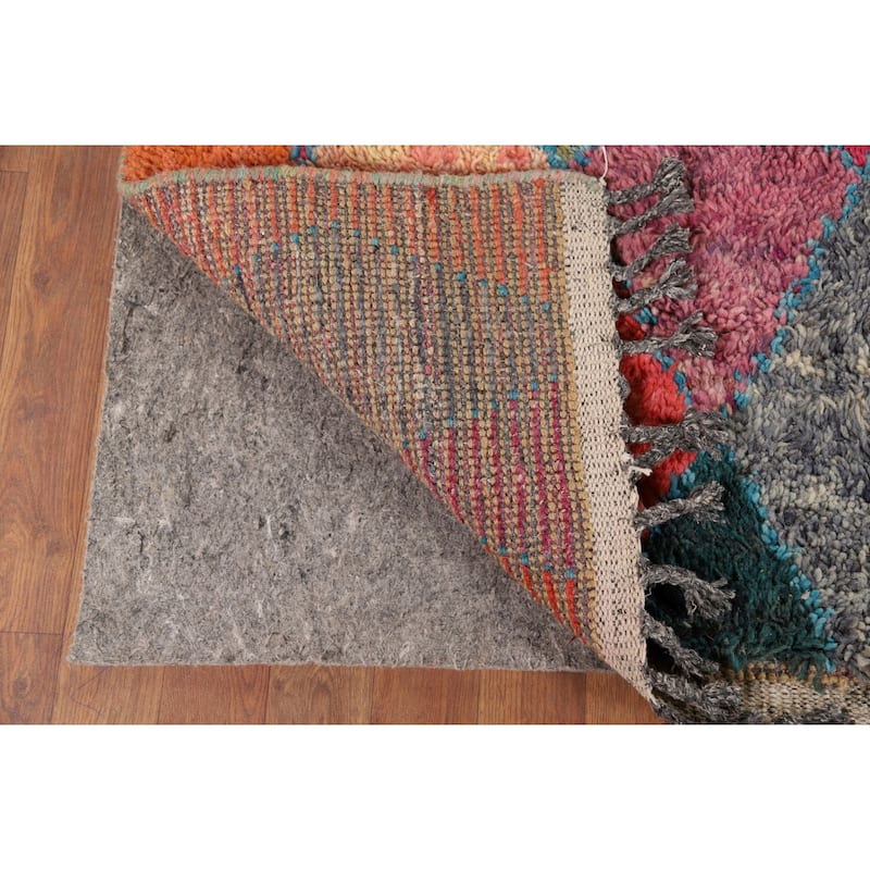 All-Over Trellis Moroccan Area Rug Hand-Knotted Wool Carpet - 7'7" x 11'2"
