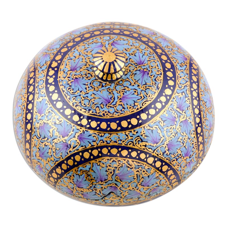 Novica Handmade Kashmir Indigo Papier Mache Decorative Box