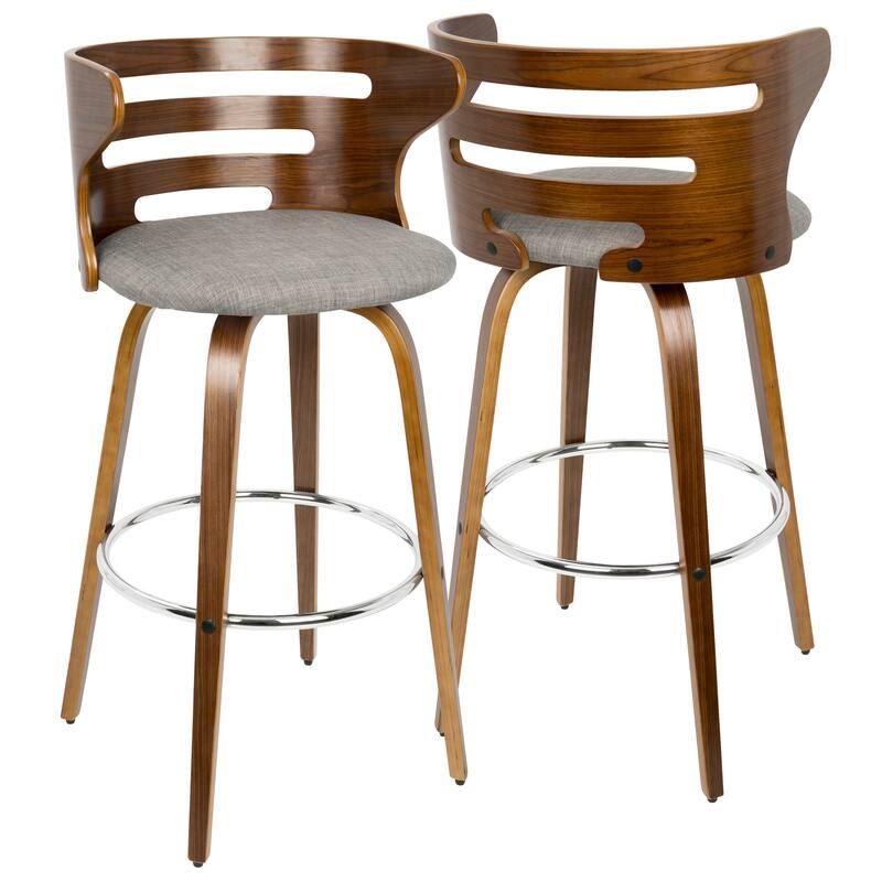 Carson Carrington Cranagh 30" Fixed-Height Bar Stool with Bent Wood Legs & Round Footrest (Set of 2)