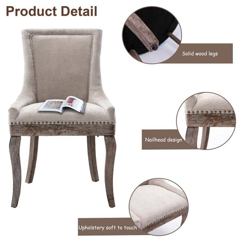 Thickened Side Dining Chair with Solid Wood Legs Set of 2