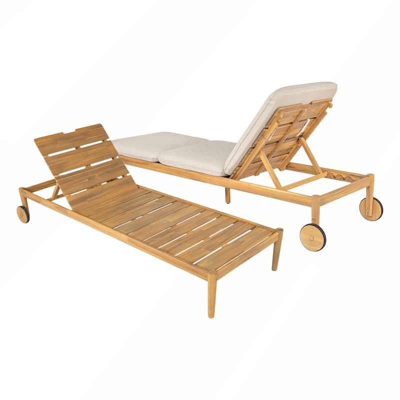 Outdoor Chaise Lounge with Wheels Set of 2