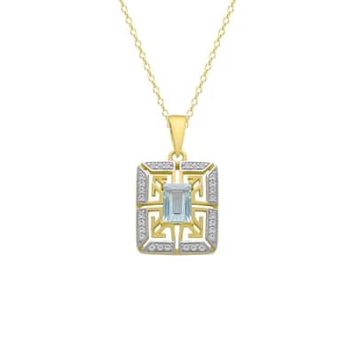 Victoria Townsend Gold over Sterling Silver Blue Topaz Square Pendant