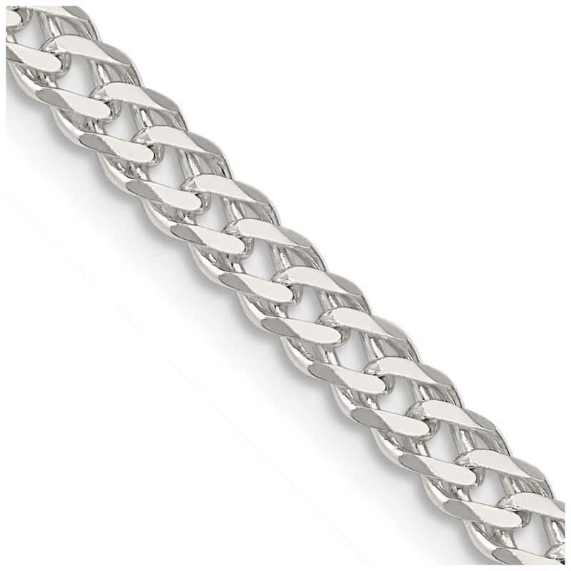 Curata 925 Sterling Silver 4.25mm Double Diamond Cut Flat Curb Chain Necklace