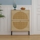 preview thumbnail 2 of 7, Rattan Shoe Organizer Storage Cabinet-Natural Wood
