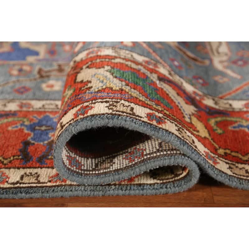 Heriz Serapi Indian Area Rug Handmade Traditional Blue Wool Carpet - 7'11" x 9'10"
