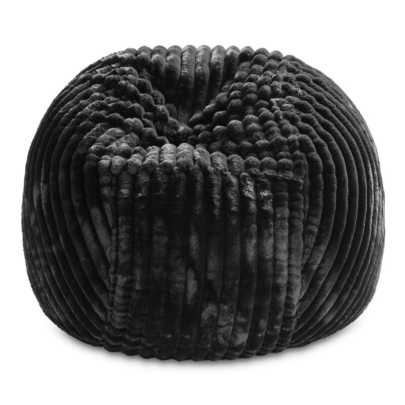 Large Ribbed Faux Fur Bean Bag Chair - 60" - Black