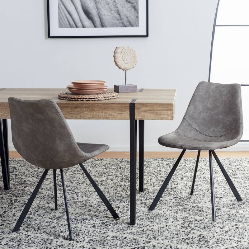 SAFAVIEH Fleeta Mid-Century Dining Chair (Set of 2) - 24 In. W x 19 In. D x 33 In. H - 24Wx19Dx33H - Grey