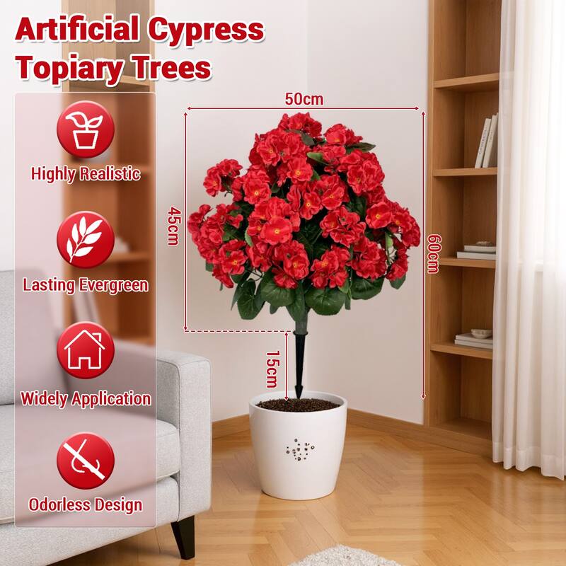 2PCS Artificial Begonias Bush with Ground Spike for Outdoor Indoor Front Porch Garden - 19.7 inch