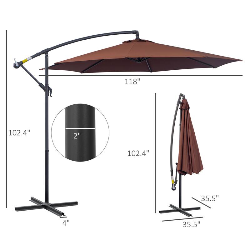 Cantilever Tilt Outdoor Umbrella with UV Protection Waterproof Material and Stand for Garden and Outdoor