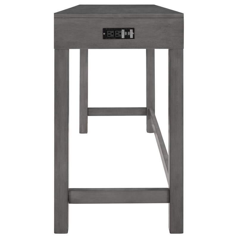 4Piece Builtin Charging Counter Height Dining Table Set with 3 Padded