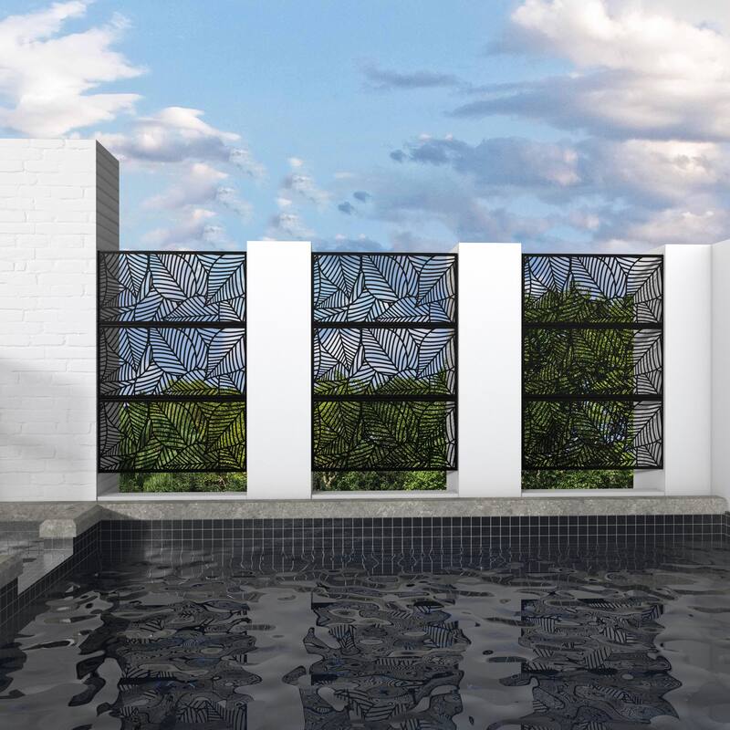 Metal Privacy Screen Free Standing Leaf 76x47 On Sale Bed Bath & Beyond 33265894