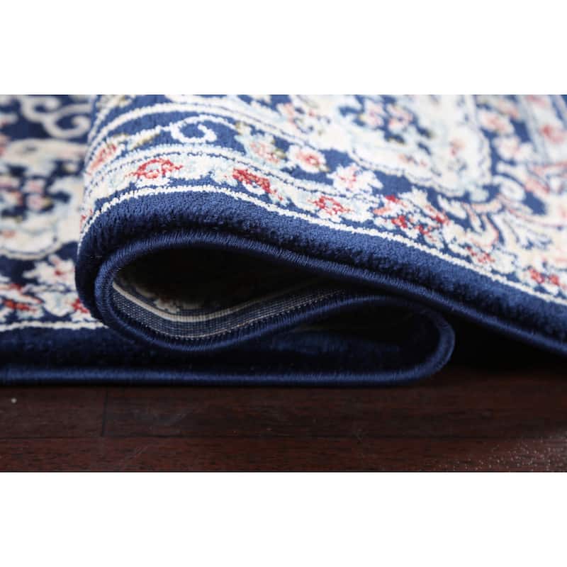 Blue Floral Medallion Transitional Turkish Rug Oriental Carpet