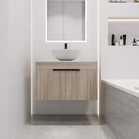 30-inch Modern White Oak Double-Layer Bathroom Vanity - Bed Bath ...