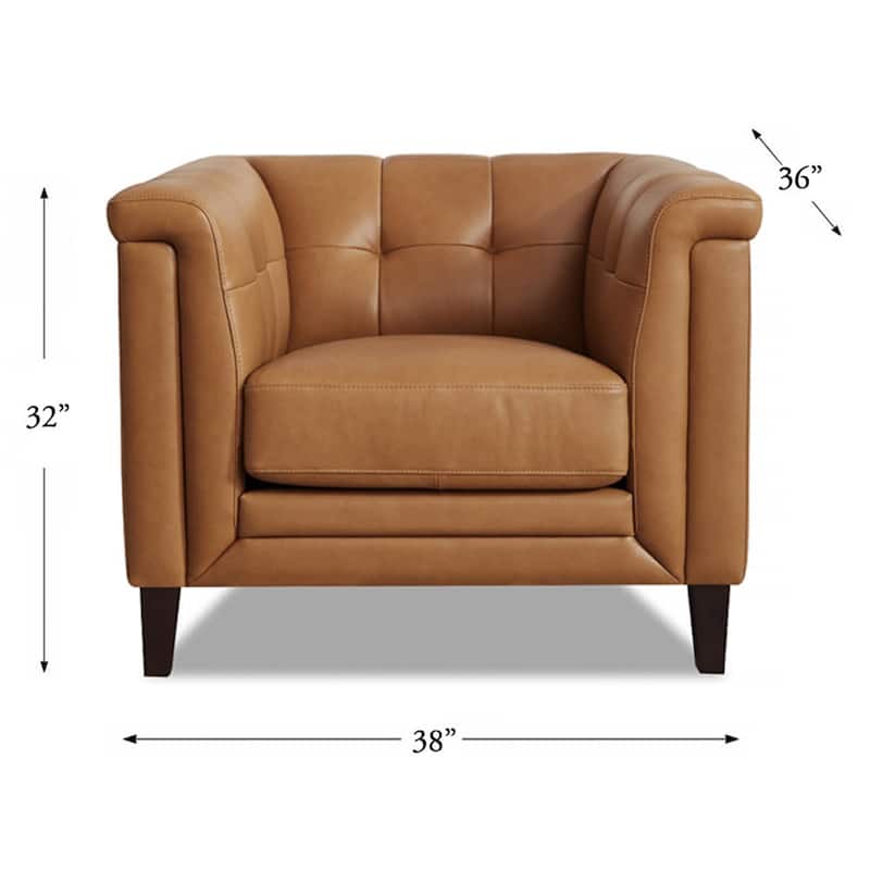 Hydeline Arvo Top Grain Leather Sofa and Chair Set with Feather, Memory Foam and Springs