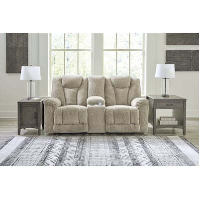 Signature Design by Ashley Hindmarsh Stone Power Reclining Loveseat with Console - 76" W x 44" D x 42" H