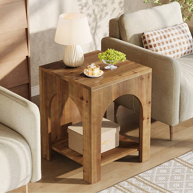 2-Tier Farmhouse End Table with Arch Design