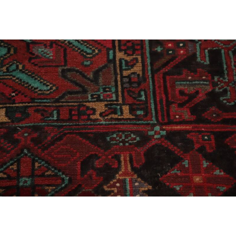 Hand Knotted Oriental 100% Wool Carpet Traditional Medallion Red Heriz Area Rug - 11' 1'' X 7' 11''