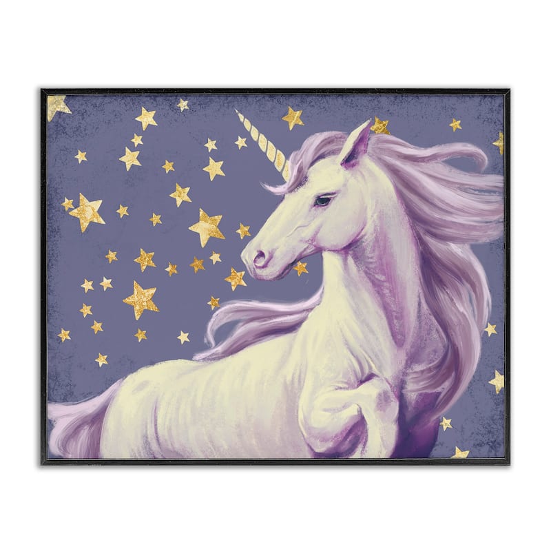 Stupell Purple Unicorn in Starry Night Sky Space Fantasy Framed Wall Art