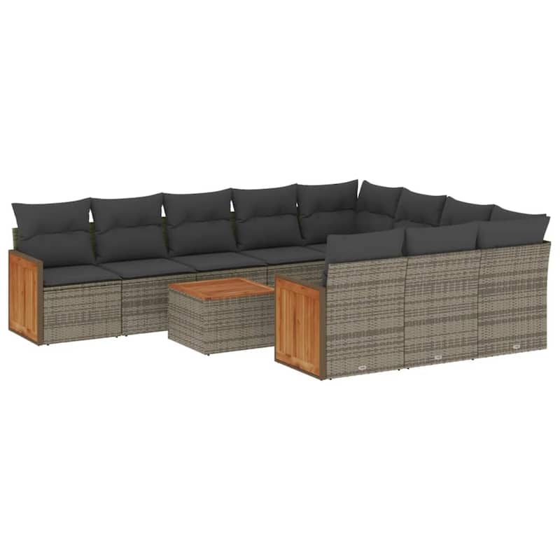 vidaXL Patio Sofa Set with Cushions Outdoor Conversation Furniture Poly Rattan