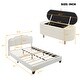 preview thumbnail 21 of 82, Full Size Upholstered Flower-Shape Bed with LED Light Strip & Ottoman,Sherpa Fabric Platform Bed with Wooden Slats Support,White