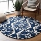 preview thumbnail 12 of 147, SAFAVIEH Handmade Wyndham Zvonka Modern Wool Rug 5' Round - Royal Blue/Ivory - Round
