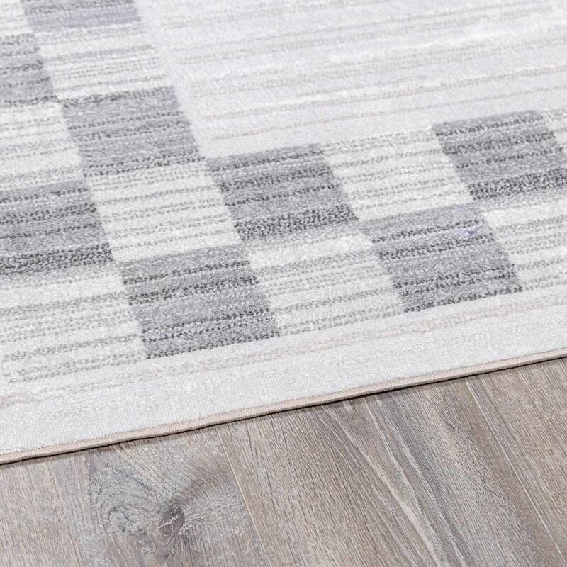 Hauteloom Azrika Hallway, Kitchen Machine Washable Runner Rug - Dark Brown, Beige, Dark Beige - 2'7" x 7'3"