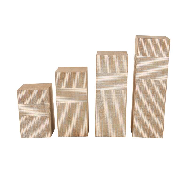 Wood Pillar Style Pedestal Table with Various Sizes - Set of 4 Brown - Roche River Decor