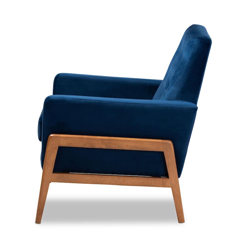 Perris Mid-Century Modern Walnut Finished Wood Lounge Chair