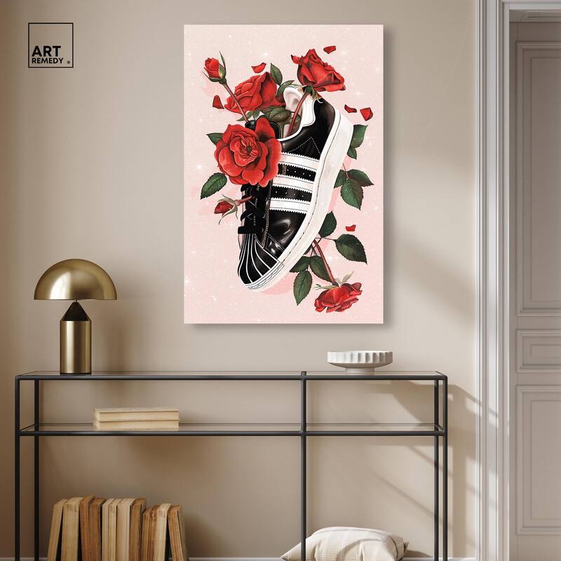 Sporty Sneaker Flowers Canvas by Art Remedy, Gallery Wrapped