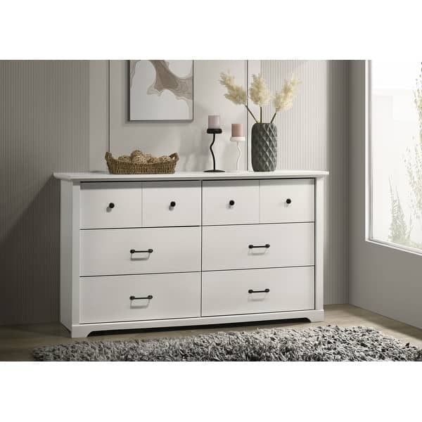 white dresser with black handles Rattan, Wood & Metal 3-Drawer Dressers White (Set of 2) main image 0