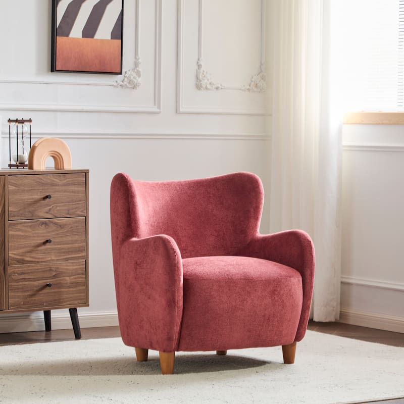 Bacho Fabric Wingback Accent Chair by Christopher Knight Home - Red Teak