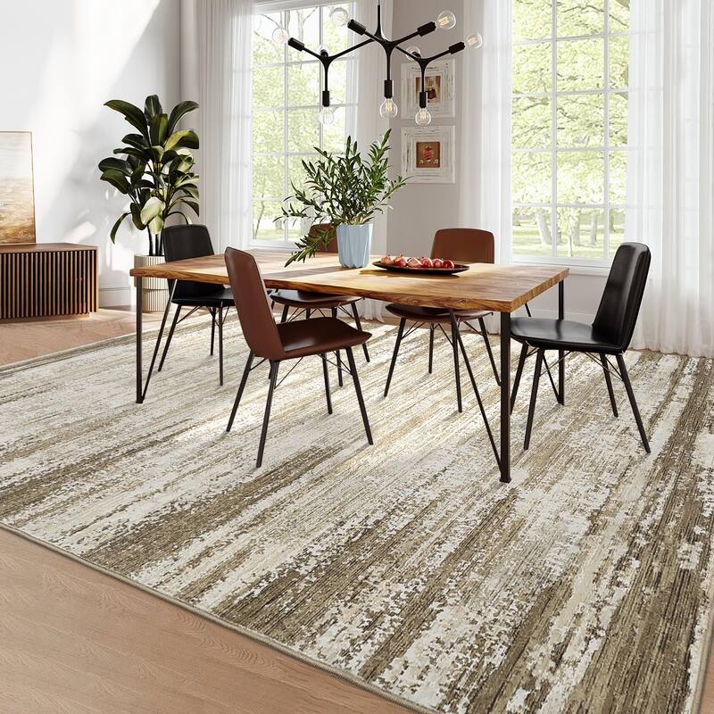 Washable Area Rugs for Living Room Modern Abstract Rug Non Slip Non Shedding Stain Resistant Carpet