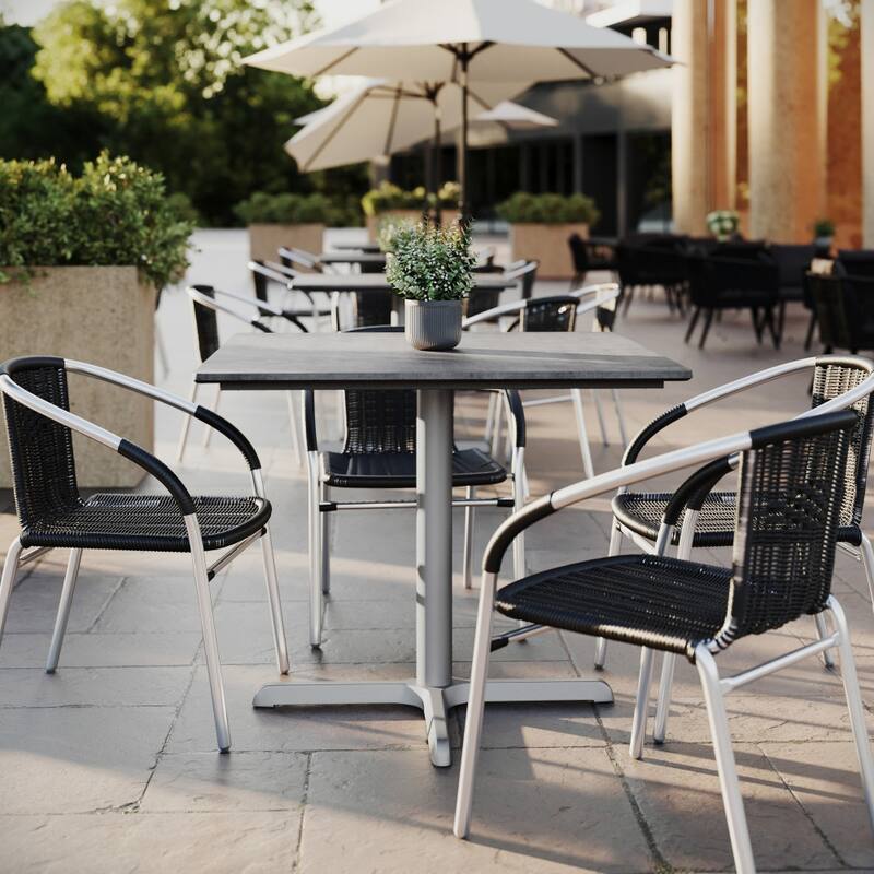 Commercial HPL Tabletop with Table Height Crisscross Base