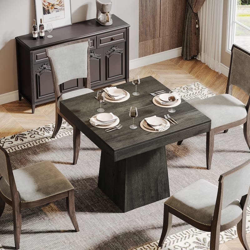 Square Dining Table for 4, 31.5-Inch Kitchen Table with Pedestal Base - 31.5"D x 31.5"W x 29.53"H