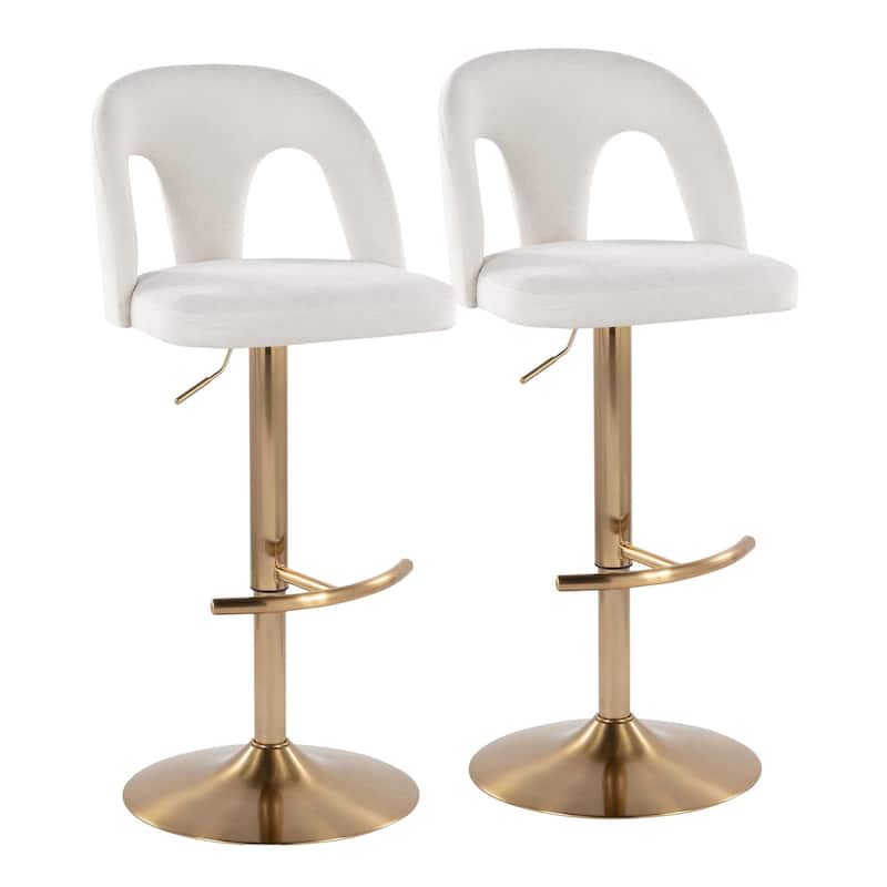 Ava Upholstered Adjustable Barstool - Set of 2 - White