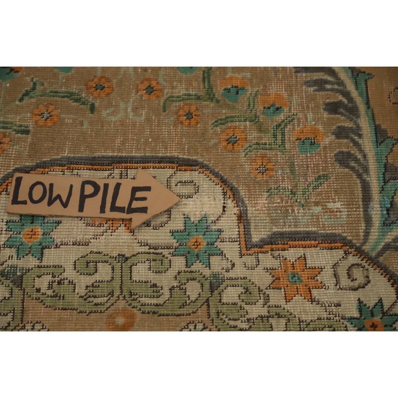 Hand Knotted Oriental 100% Wool Carpet Traditional Floral Oranges & Rust Tabriz Area Rug - 12' 9'' X 9' 7''