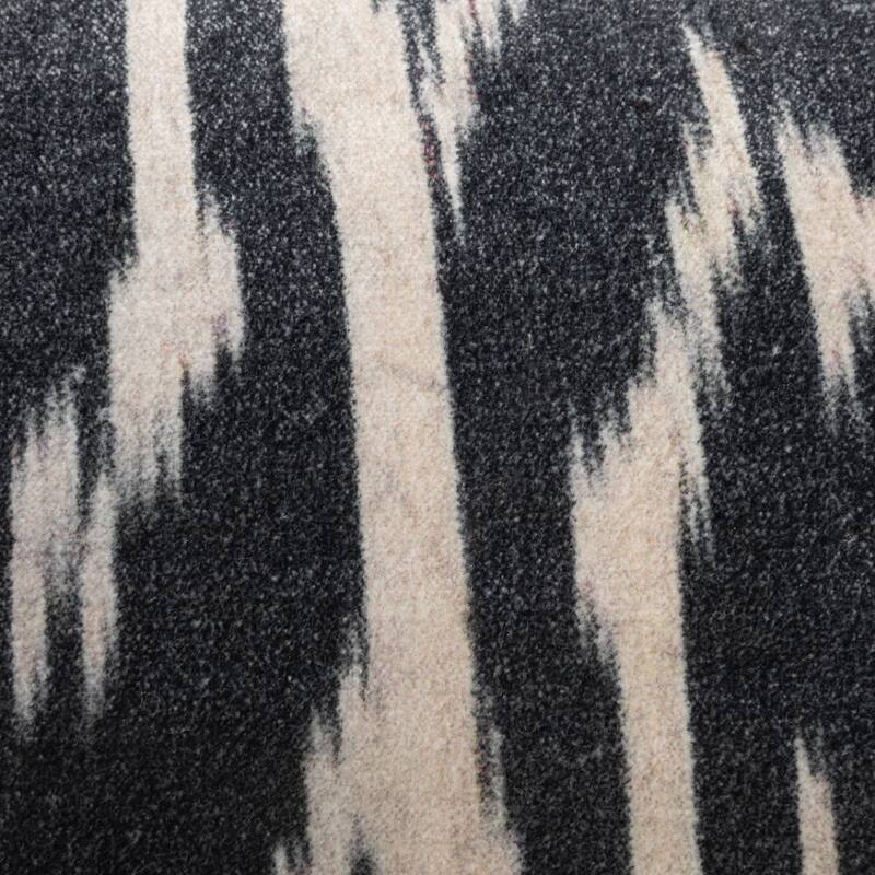 Cotton Velvet Ikat Printed Lumbar Pillow with Tassels and Chambray Back