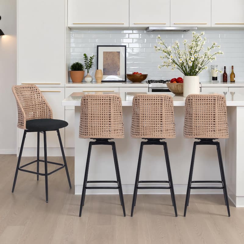 28.7"H Swivel Bar Stools/ Counter Stools with Wicker Back
