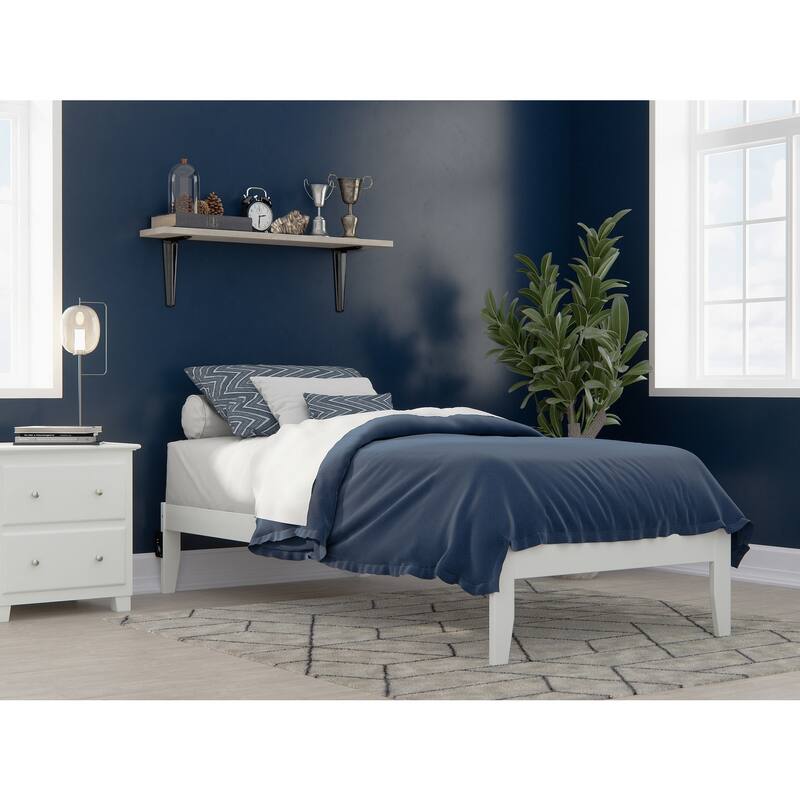 Twin XL Bed Frame with USB Charger - 81" L Grey, Strong Support, No Box Spring Needed