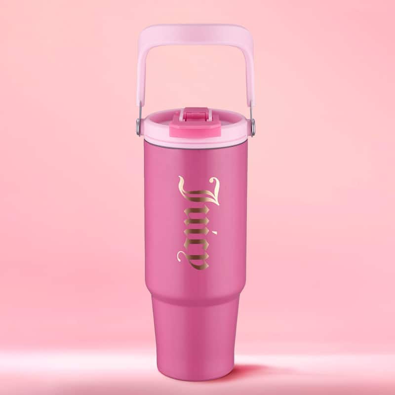 Juicy Couture Flip Fusion Hydration Stainless Steel Screw Top Tumbler with Flip Handle - 40oz - Hot Pink