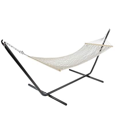 78" x 31" Natural Macrame Hammock with Bars - 78" x 31"