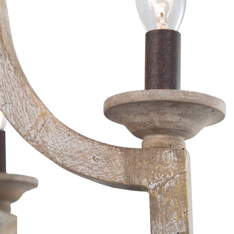 Gula Modern Farmhouse 5-Light Distressed Wood Candle Chandelier Wheel Lantern Hanging Foyer Pendant Light - L23.2" xW23.2 "xH24"