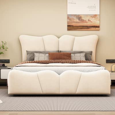 Full Size Upholstered Platform Bed Velvet
