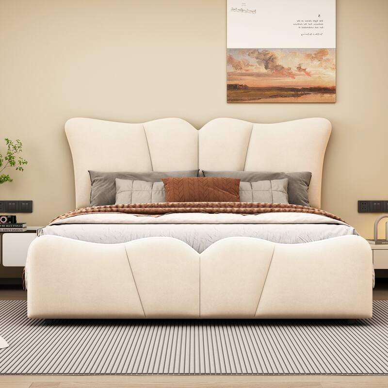 Luxurious Velvet Upholstered Platform Bed - Twin/Full Sizes with Stylish Headboard & Footboard, Sturdy Construction