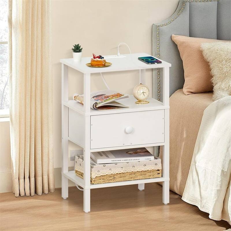 Nightstand Set of 2 with Charging Station and USB Ports