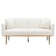 preview thumbnail 1 of 12, Convertible Folding Futon Sofa Bed Velvet Upholstered Loveseat Sofa Furniture Accent Sofa with Rose Gold Metal Feet White