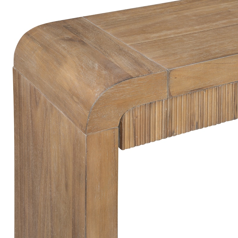 Roomfitters Rustic Console Table with Fluted organizer, Curved Corners and Thick Legs, Entryway or Sofa Table