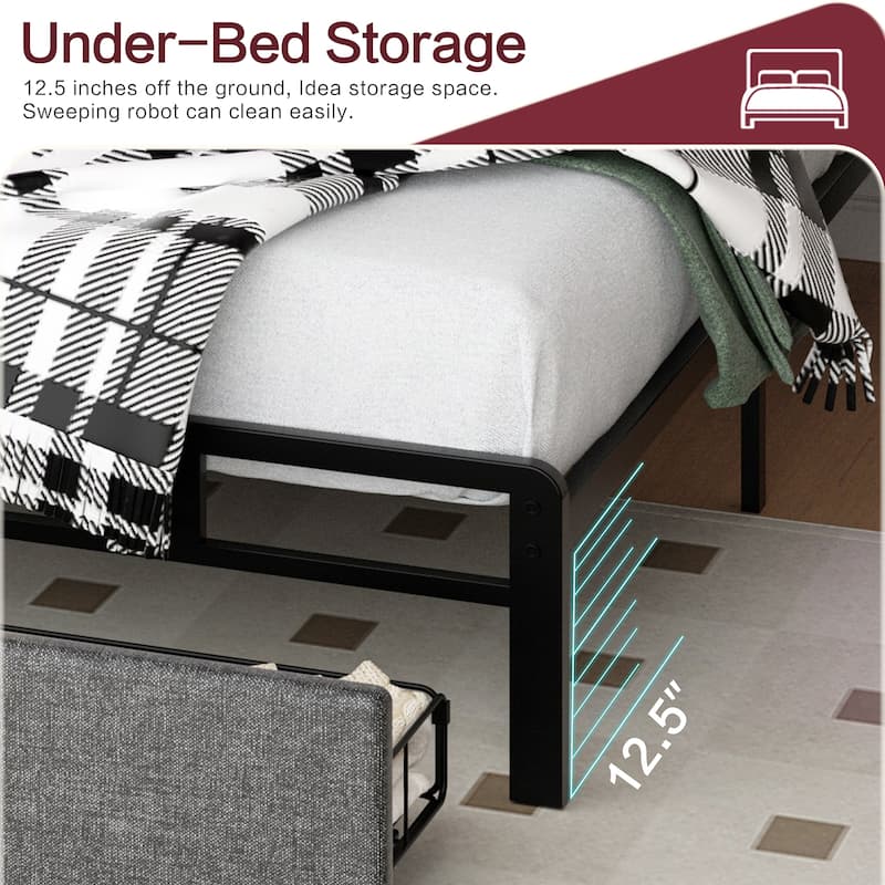 Full & Queen Size Bed Frame with LED Headboard, USB Charging – Modern Platform Bed Base with Under-Bed Clearance