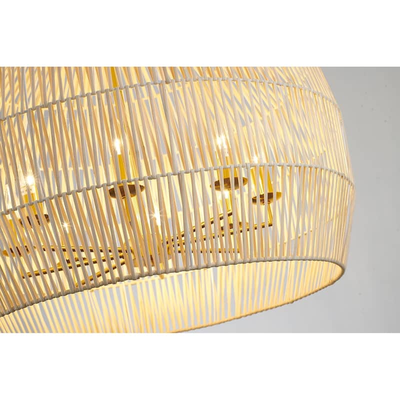 8-Light Natural Vine Weaved Basket Chandelier