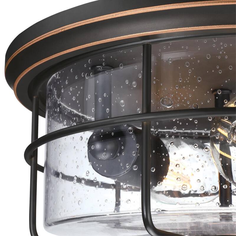 Westinghouse Lighting Rosella 12-3/4 Inch, Two Light Outdoor Flush Mount Ceiling Fixture, Clear Seeded Glass - 2-Light